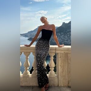 NWT Milla Crystal-covered fabulous black maxi dress